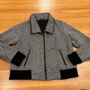 Torrid Herringbone Tweed Pea Coat Peplum zip up Jacket